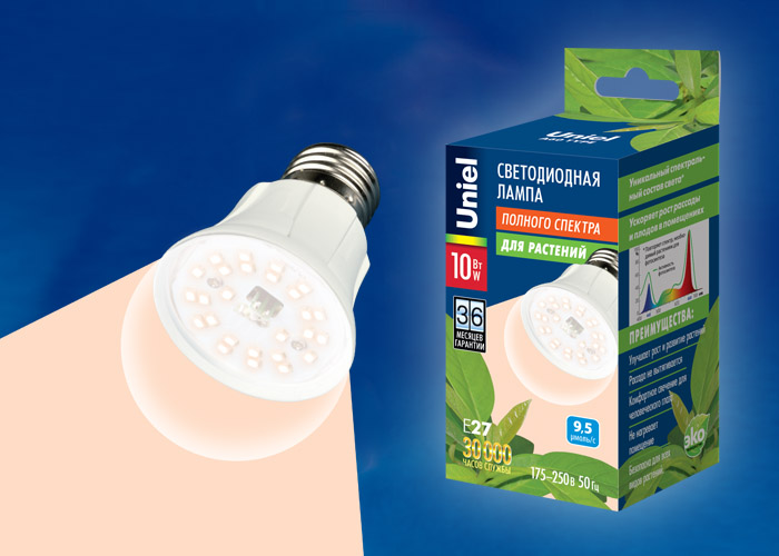 LED-A60-10W/SPFR/E27/CL PLP01WH Лампа светодиодная для растений. Форма A LED-A60-10W/SPFR/E27/CL PLP01WH Лампа светодиодная для растений. Форма A