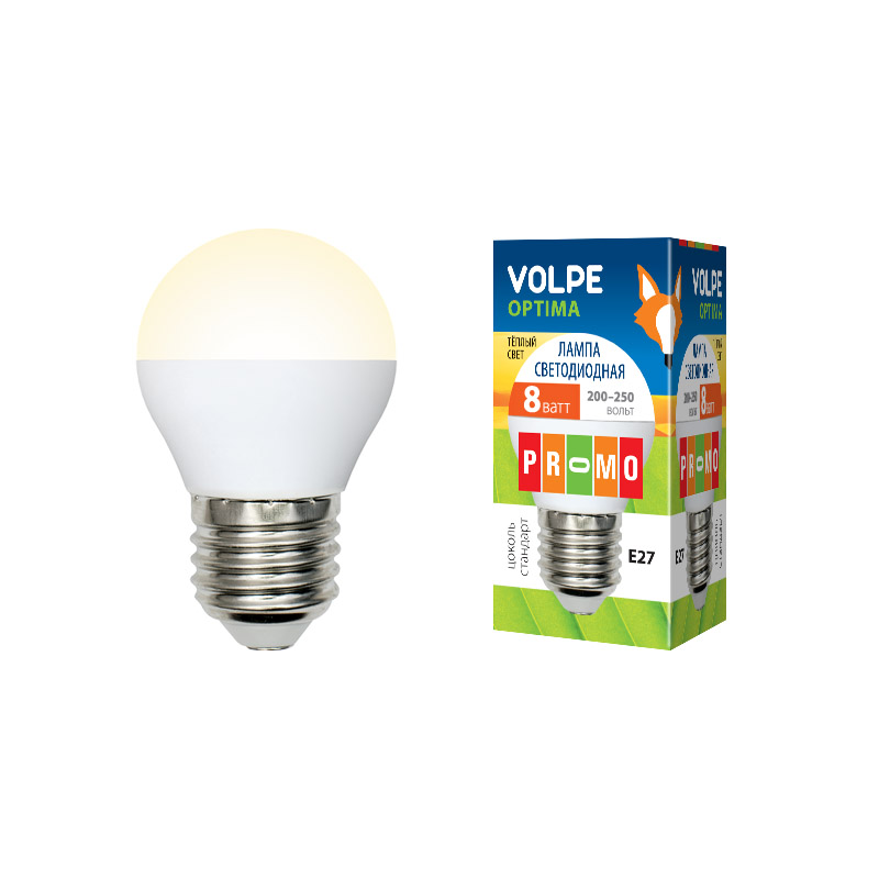 LED-G45-8W/WW/E27/FR/O Лампа светодиодная. Форма шар