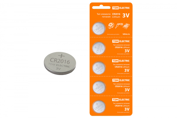 Элемент питания CR2016 Lithium 3V BP-5 TDM
